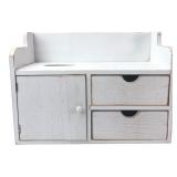 Singsong White Distressed Wood Desktop Organizer