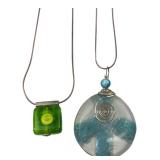 925 Sterling Silver Art Glass Pendant Necklaces