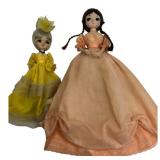 Pair Vintage Big Eye Stockinette Dolls