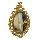 Ornate Gold Rococo Style Oval Wall Mirror