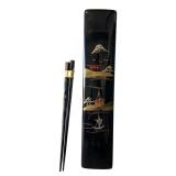 Aizu Japanese Lacquer Chopstick Case & 3 Sticks