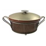 Hall China Casserole in Meriden Silverplate Stand