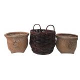 Set of Three Woven Rattan Baskets