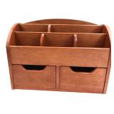 Wooden Desk Organizer with Drawers