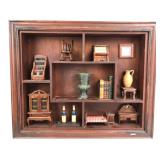 Wooden Shadow Box with Miniatures