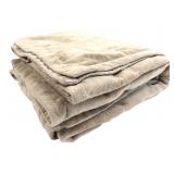 Tan Reversible Plush Quilted Throw Blanket