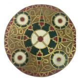 Geometric Painted Brass Medallion Brooch