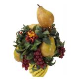 Faux Fruit Arrangement in Yellow Ceramic Basket