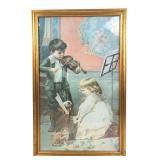 Framed Print Children Playing Music & Cats