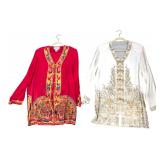 2 Diane Gilman 100% Silk Tunic Blouses