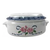 Floral Ribbon Ceramic Covered Casserole Dish