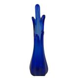 MCM Cobalt Blue Swung Glass Vase 11"H