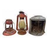Mixed Lot of 3 Vintage Metal Lanterns