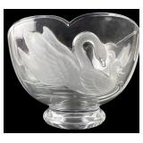 Teleflora 24% Lead Crystal Frosted Swan Bowl