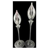 Pair Clear Glass Teardrop Oil Candles