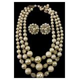 Japan Faux Pearl & Crystal Jewelry Set
