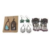 Lot of 4 Pairs of Assorted Dangle Earrings