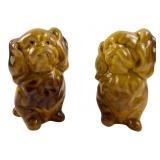 VTG Brown Glazed Ceramic Dog Salt & Pepper Shakers