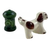 Dog & Fire Hydrant Ceramic Salt & Pepper Shakers