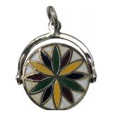 Sterling Silver Enamel Spinner Charm Pendant