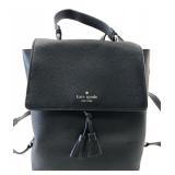 Kate Spade Black Leather Flap Backpack