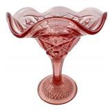 Pink Pressed Glass Pedestal Compote