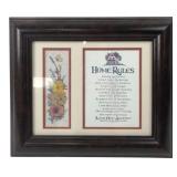 Carole Taylor Framed Home Rules Calligraphy Art