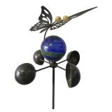 Butterfly & Glass Orb Kinetic Garden Art 36" H