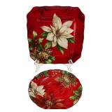222 Fifth Poinsettia Holly Square Plate & Saucer