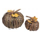 Pair of Woven Grapevine Decorative Pumpkins