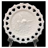 Milk Glass Pierced Edge Cherub Plate
