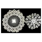 Pair of Crocheted Cotton Doilies 15-20 in