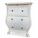 White Painted Bombé Style 3-Drawer Nightstand