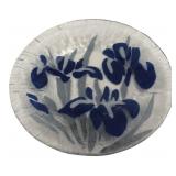Signed Syd Fused Art Glass Iris Plate