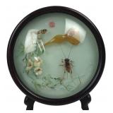 Chinese Cricket & Gourd Diorama on Stand 4.5 in