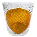 Cut Glass Ice Bucket with Amber Flashed Panel