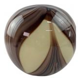 Brown and Cream Swirl Art Glass Spherical Vase