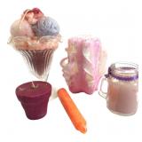 Lot of 5 Assorted Novelty Wax Candles