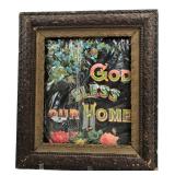 Framed God Bless Our Home Motto 15x17"