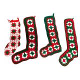 Set of 4 Crocheted Granny Square Stockings