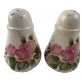 Hand-Painted Pink Rose Ceramic Shaker Set