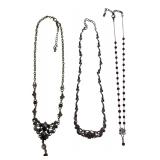 Lot of 3 Costume Rhinestone & Bead Necklaces