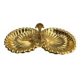 Gold Tone Double Shell Candy Dish 10x7