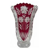 Anna Hütte Ruby Cut to Clear Crystal Vase