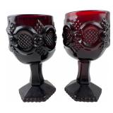 Pair of Avon Ruby Red Cape Cod Goblets