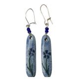 Handmade Blue Ceramic Floral Dangle Earrings