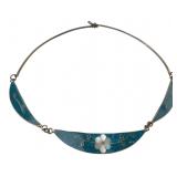 Alpaca Mexico Blue Inlay Choker Necklace