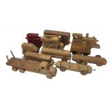 11-Piece Wooden Toy Train & Truck Set
