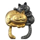 Danecraft Mixed Metal Wagging Tails Cat Brooch