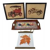 Framed Car Prints, Rooster Tray & Fall Sign